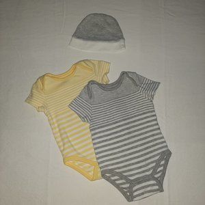Pima cotton Vince baby bodysuits and hat